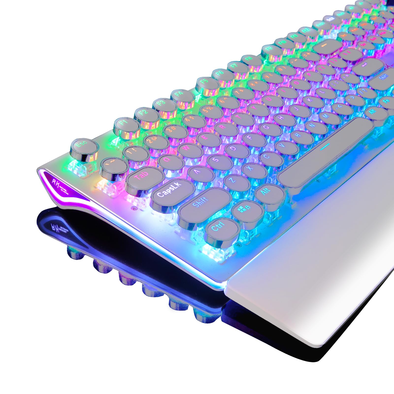 RK ROYAL KLUDGE S108 Typewriter Gaming Keyboard, Retro RGB Mechanical Keyboard, Full Size Wired Keyboards with Number Pad and De