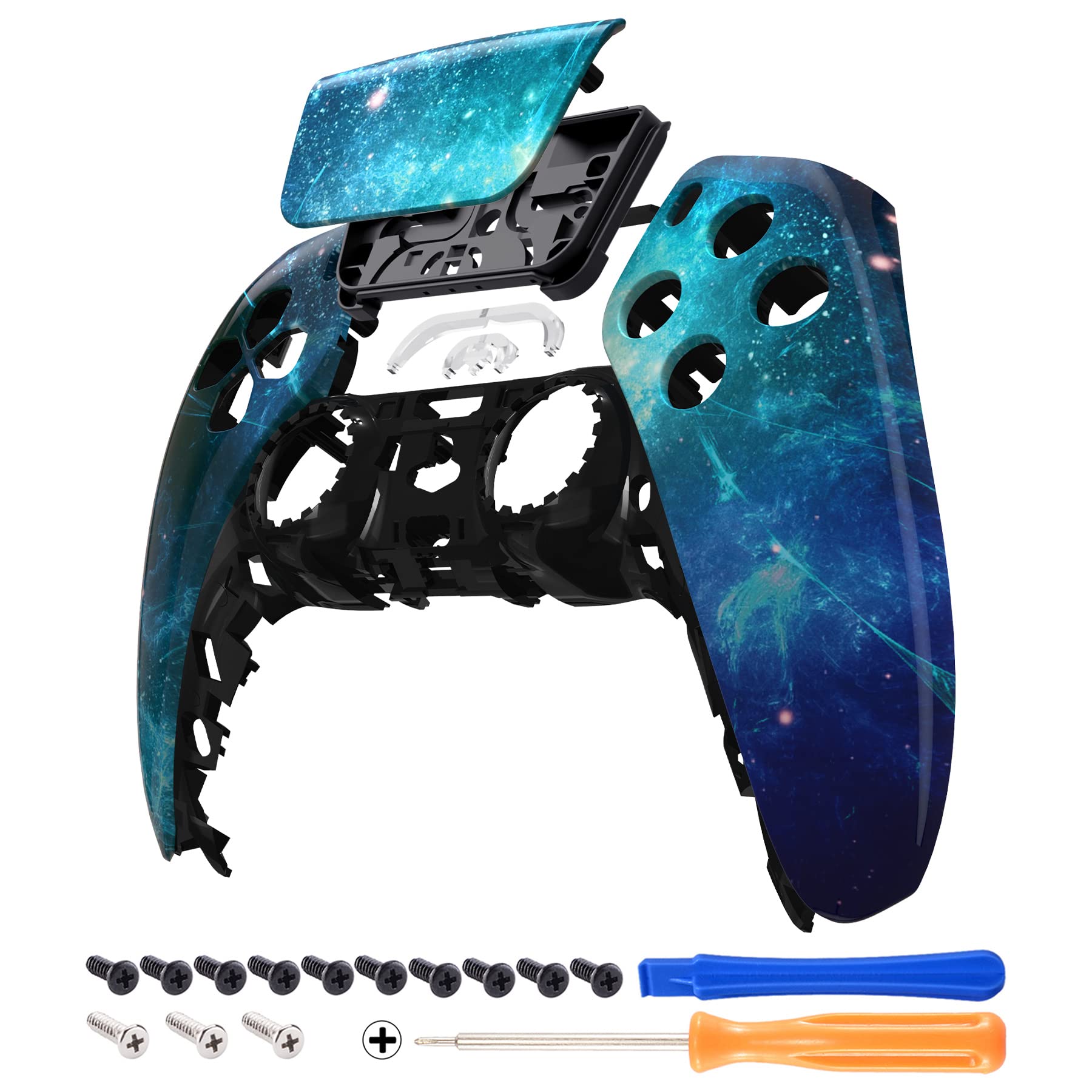 eXtremeRate Blue Nebula Touchpad Front Top Shell Compatible with ps5 Controller BDM-010 020 030 040 050  DIY Replacement Shell Custom Touch Pad Cover Compatible with ps5 Controller