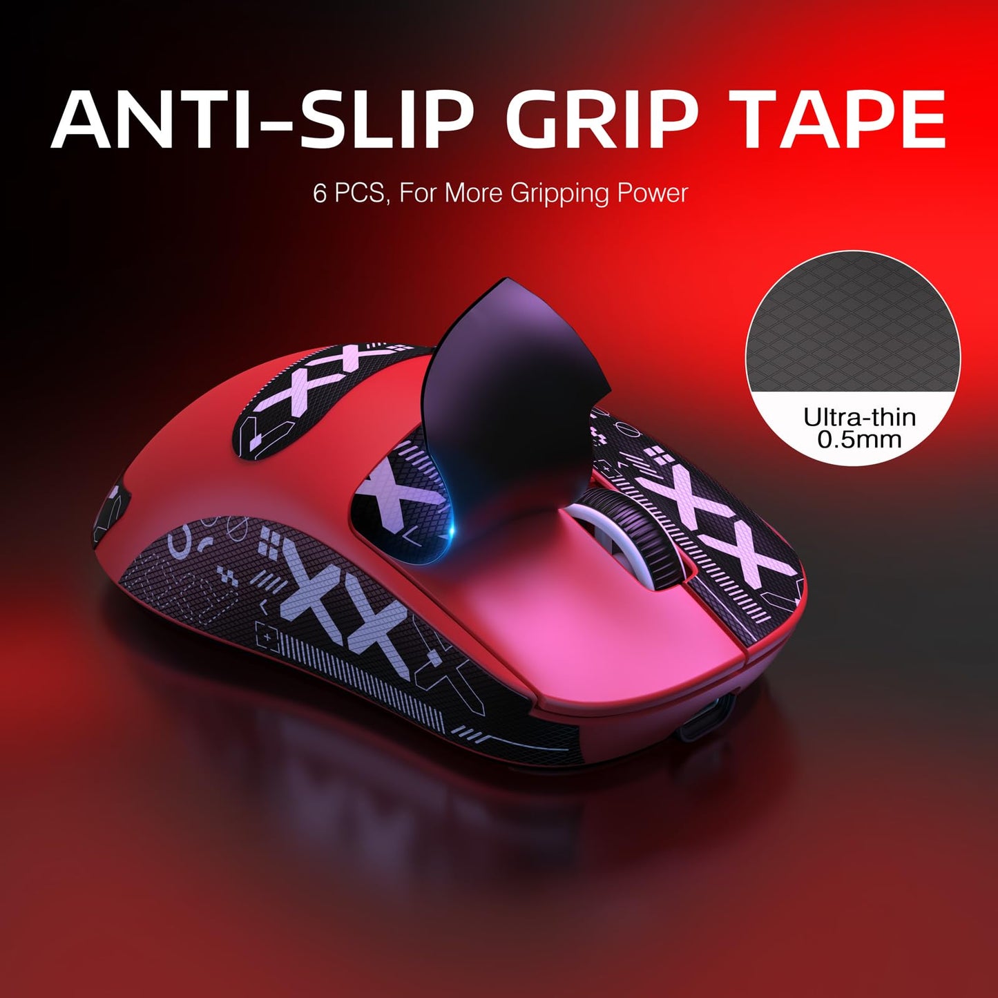 ATTACK SHARK X3 Wireless Gaming Mouse - Tri-Mode 2.4G/USB-C/Bluetooth, 26K DPI, Red, Includes Anti-Slip Stickers