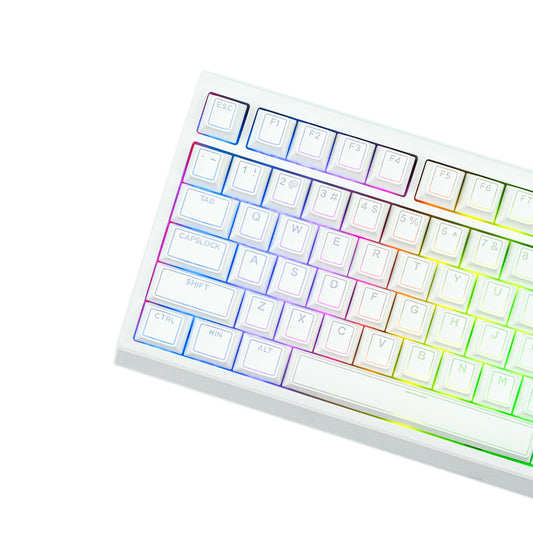 Ematerial nameAKER Glintrix PBT Shine Through Keycaps  Arris & Keys Backlit  Double Shot  Cherry Profile  60/75/96/Full Size  Custom Keyboard Keycaps Set for Mechanical Gaming Keyboard (White)