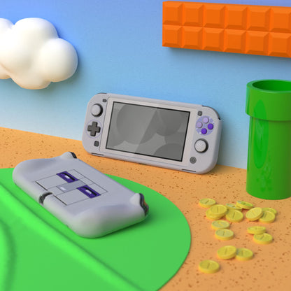 PlayVital ZealProtect Case for Nintendo Switch Lite - Hard Shell, Ergonomic Grip, Screen Protector, Thumb & Button Caps - Classics SNES Style