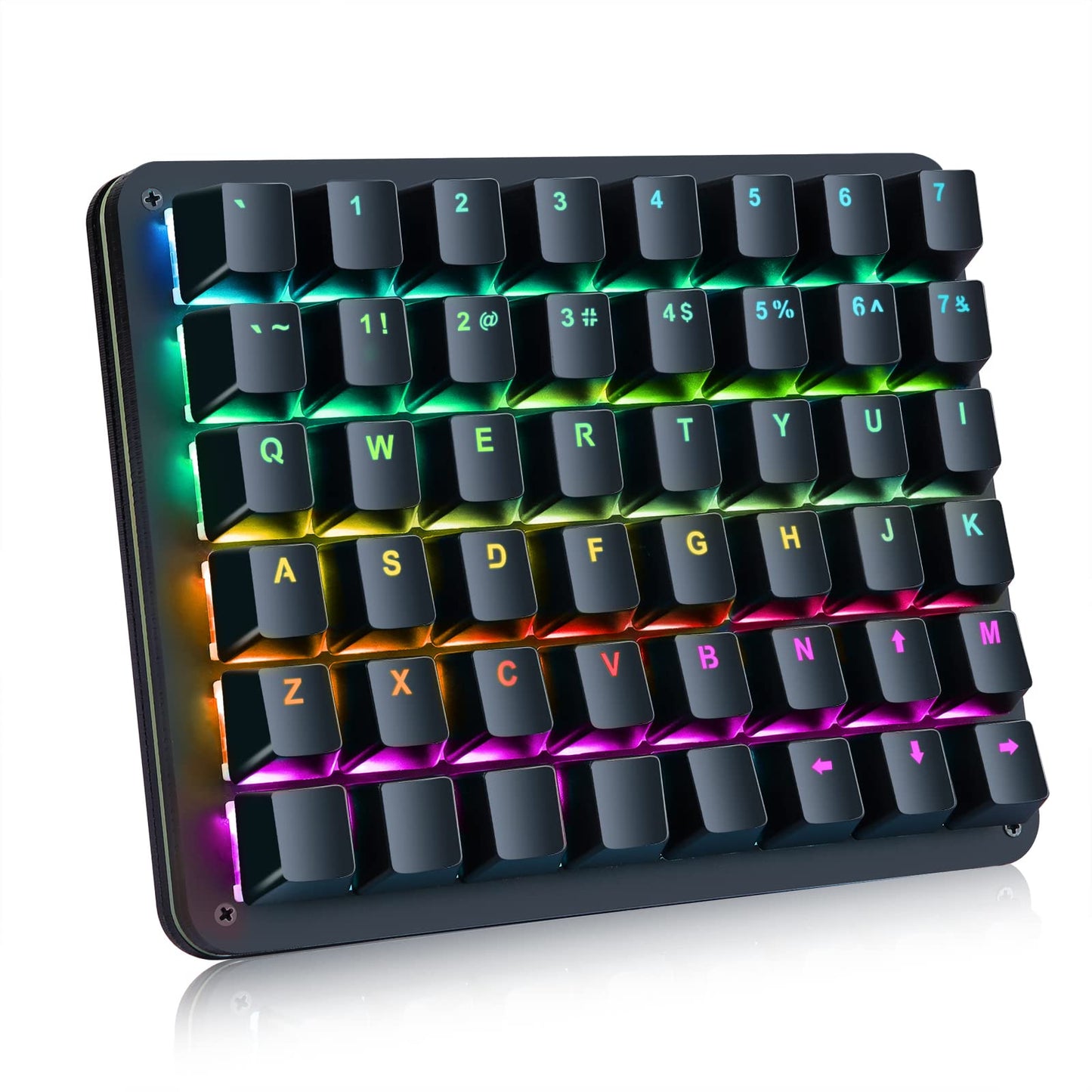 Koolertron One Handed Mechanical Gaming Keyboard  48-Key Fully Programmable Mini Keypad  Mini USB Macro Keyboard with RGB LED Backlit  for Windows PC Gamer