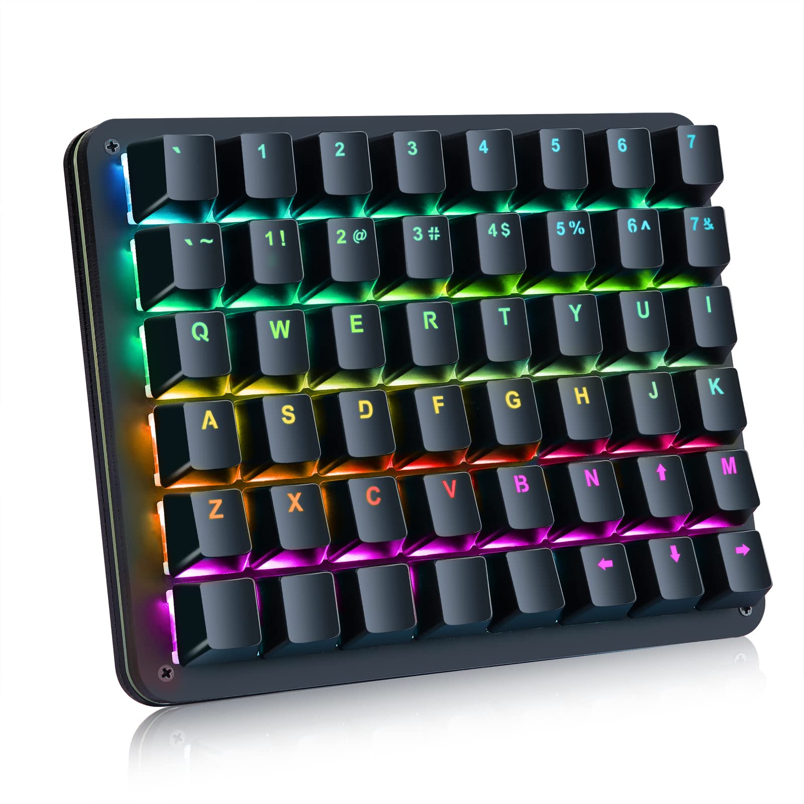 Koolertron One Handed Mechanical Gaming Keyboard  48-Key Fully Programmable Mini Keypad  Mini USB Macro Keyboard with RGB LED Backlit  for Windows PC Gamer