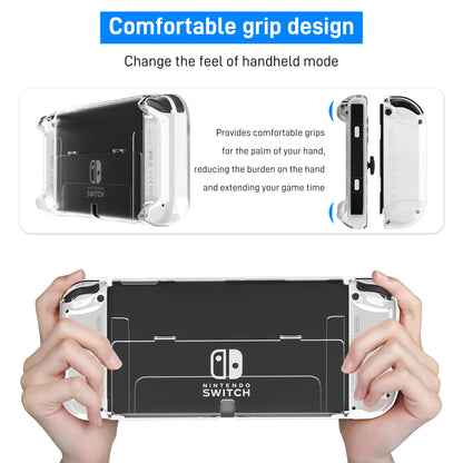 RHOTALL Transparent Case for Nintendo Switch OLED - Clear Dockable Shell, Shock-Absorption, Anti-Scratch, Model RH-NOD18