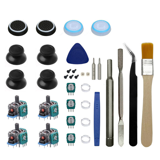 Onyehn 4pcs Analog 3D Joystick Thumbstick Replacement Parts with Screwdriver Repair Kits fit for Sony Playstation 4 PS4 Controllers