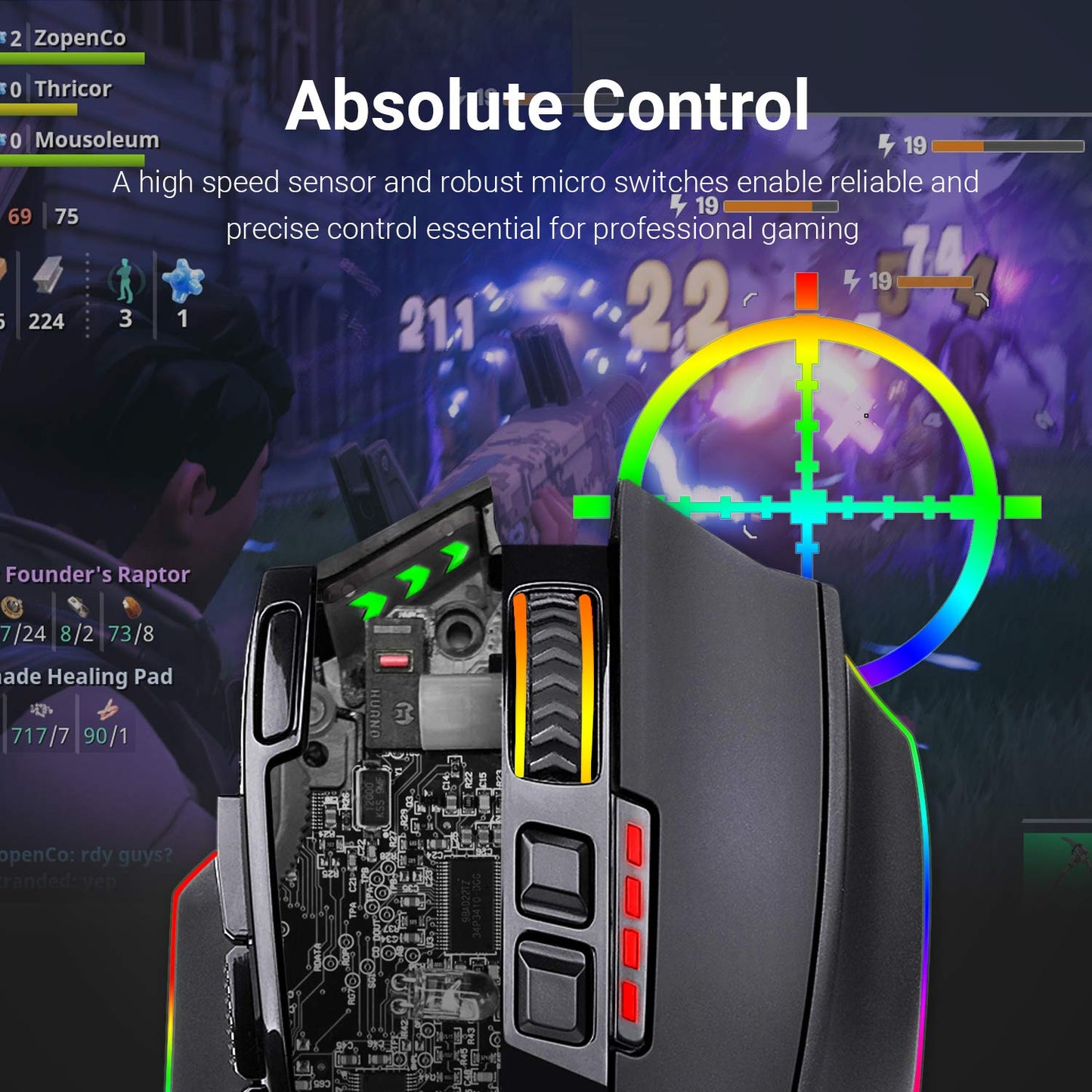 Redragon M801 Wireless Gaming Mouse - RGB, 16000 DPI, 9 Programmable Buttons, Black