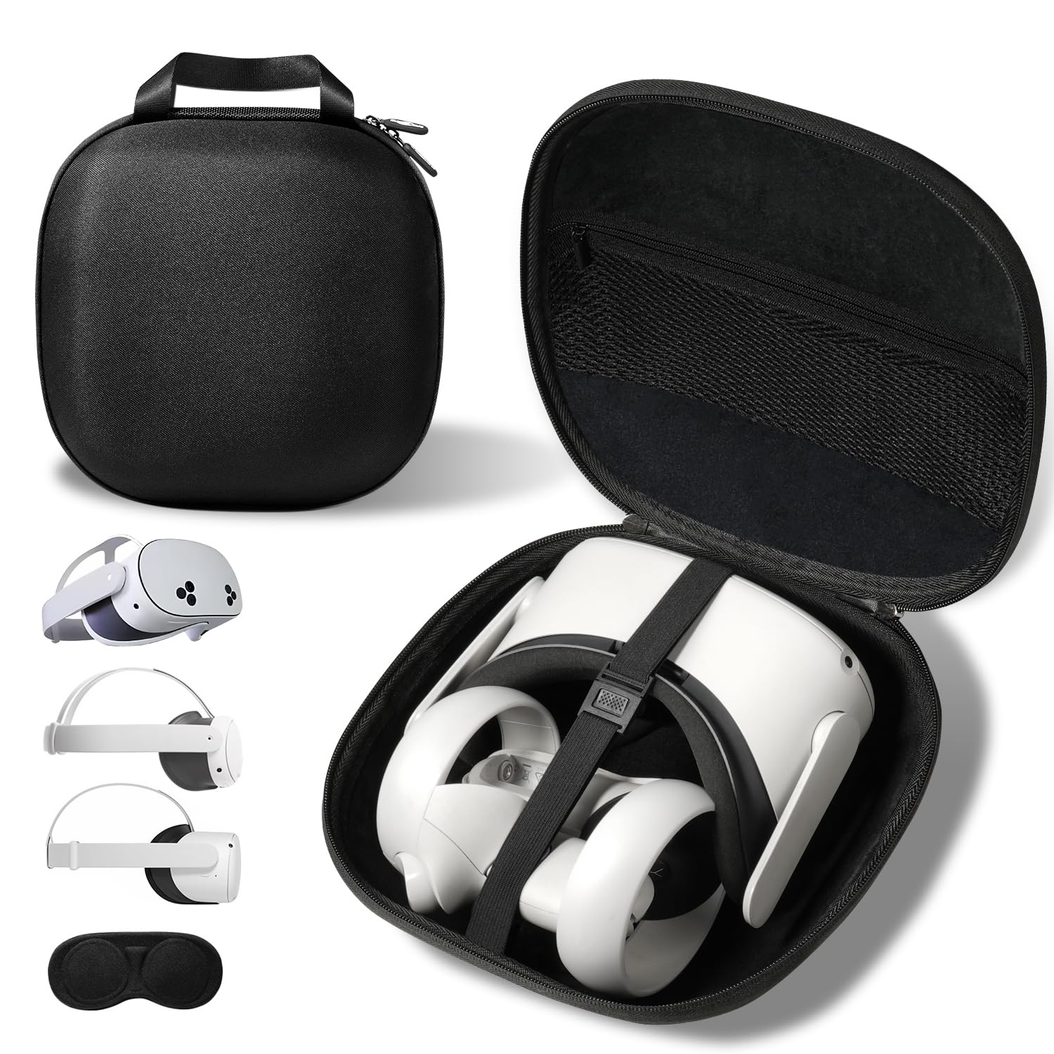 sarlar Compact Hard Carrying Case and Bulid-in Lens Protector Cover Compatible with Meta Quest 3S/Quest 3/Quest 2/Apple Vision Pro Accessories  Lightweight and Portable for Tpartyl and Home Storage