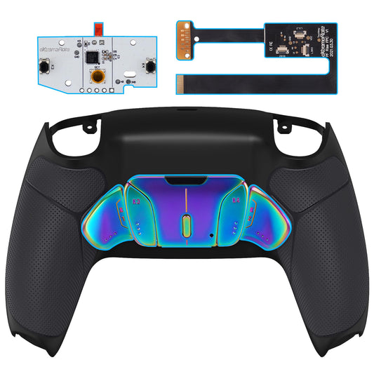 eXtremeRate Rainbow Aura Blue Purple Real Metal Buttons (RMB) RISE4 Remap Kit for PS5 Controller BDM-010 020 with Black Rubberized Grip Back Shell  Upgrade Board and 4 Back Buttons for PS5 Controller
