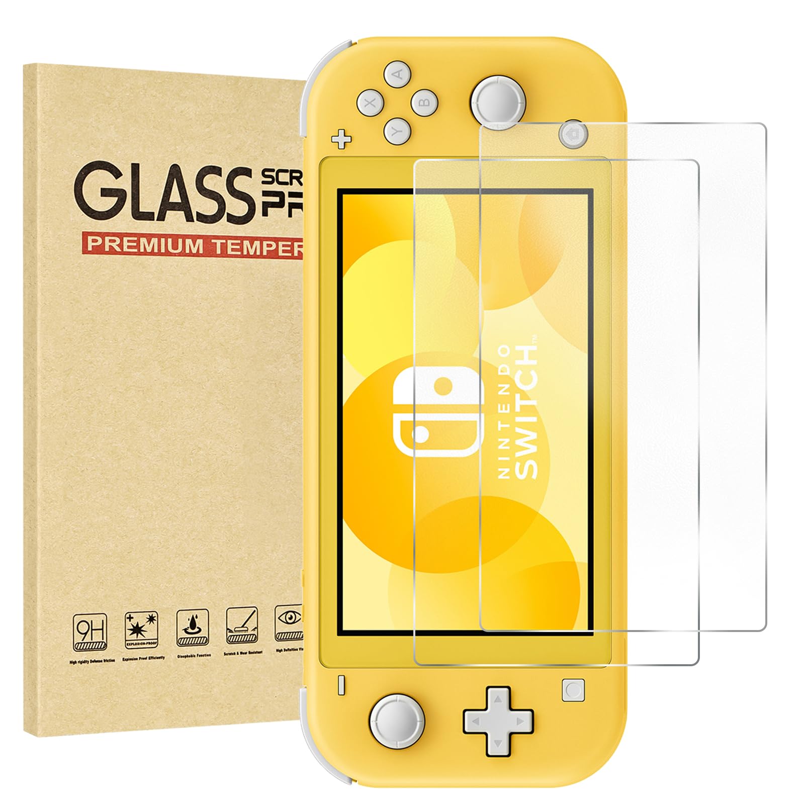 Jngnpn 2-Pack Matte Tempered Glass Screen Protector for Switch Lite Model 2019 [5.5 Inch] Anti Glare  Anti Scratch  Bubble Free  9H Hardness  Easy Installation