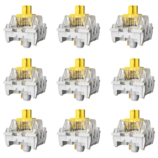 Gngzyte Zhouwang Yellow Keyboard Switches 3-Pin Pre-Lubed Linear Switches for MX Mechanical Gaming Keyboard(Yellow 72PCS)