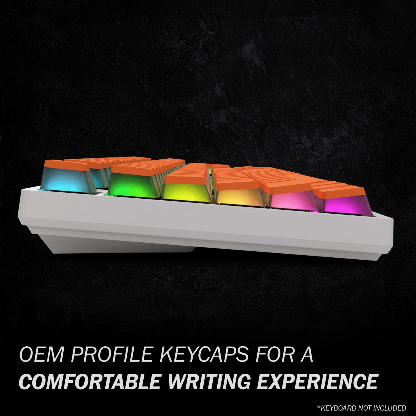 HK Gaming Pudding Keycaps Set - Doubleshot PBT, 112 Keys, ANSI US Layout, Orange, Compatible with Cherry MX, Gateron, Kailh, Outemu