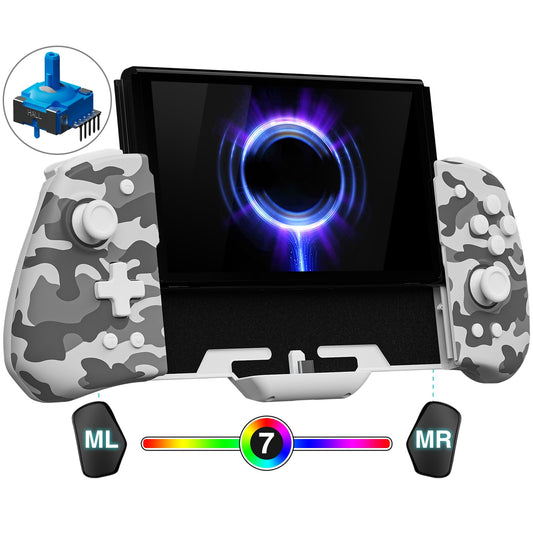 FUNLAB Switch Joypad Controller for Nintendo Switch, Camo White, Ergonomic, Customizable with Turbo and Mapping Features