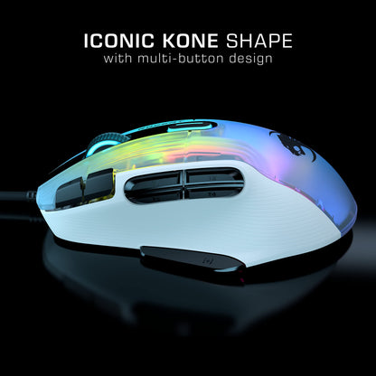 ROCCAT Kone XP Gaming Mouse - 19K DPI, 4D Krystal Wheel, AIMO RGB, White