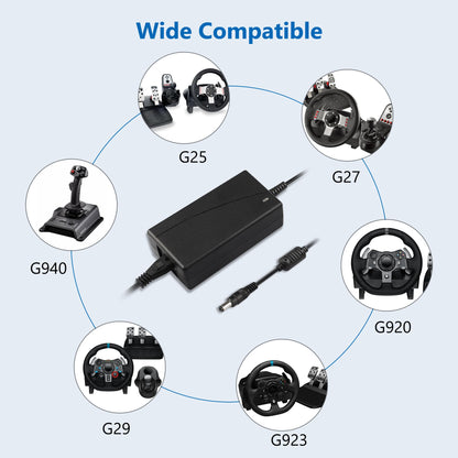 FNKTQL Replacement Power Adapter for Logitech G920 G29 G923 Racing Wheels - 24V, Black