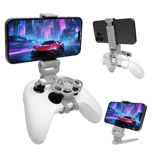TXW Mini Steering Wheel with Phone Holder for Xbox Controller Racing Games Controller Steering Wheel Attachment Accessory for Xbox Series X|S  Xbox One (Silver)
