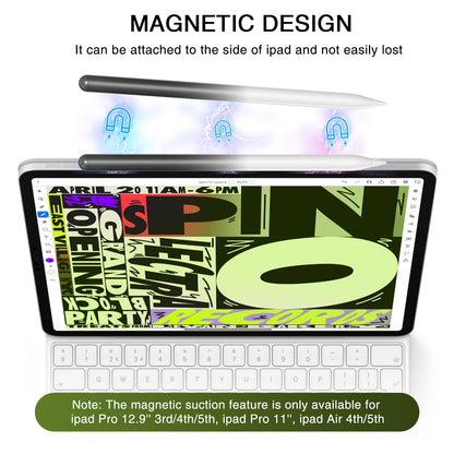 HATOKU iPad Pencil 1st Gen with Tilt & Palm Rejection, Fast Charging, Black/White, Model ID732, Compatible with iPad 2018-2025