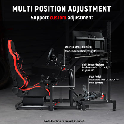 Dardoo Racing Simulator Cockpit with Triple Monitor Stand, Red Seat, G923 Model, 50mm Round Tube