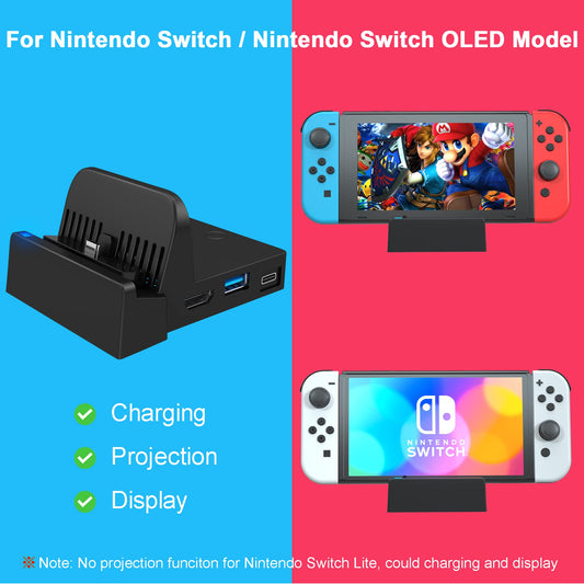 Ukor TV Docking Station for Nintendo Switch - Portable HDMI Adapter with Extra USB 3.0 Port, Black Charging Stand