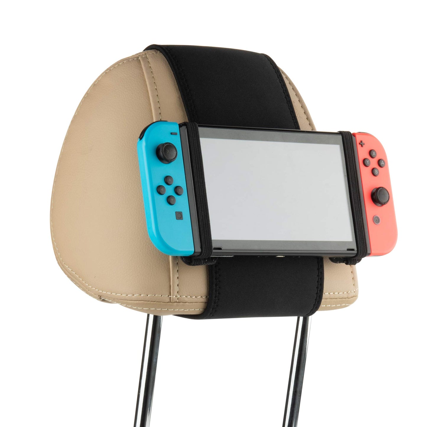 Cosmos Car Headrest Mount Holder for Nintendo Switch & Mini Tablets, Black, Model 1201, Silicone Material