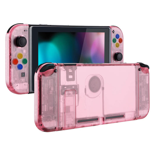 eXtremeRate DIY Replacement Shell Buttons for Nintendo Switch  Back Plate for Switch Console  Housing with Colorful Buttons for Joycon Handheld Controller - Clear Cherry Pink [No Electronics Parts]