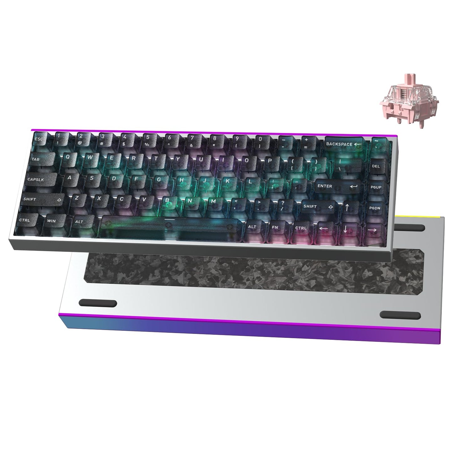 Hexgears MAG68 65% Mechanical Gaming Keyboard Wire  Magnetic Switch Hot-Swappable Keyboard  All-Aluminum Case  16.8M RGB Backlit&Strip  Rapid Trigger  8000Hz Polling Rate-Aurora