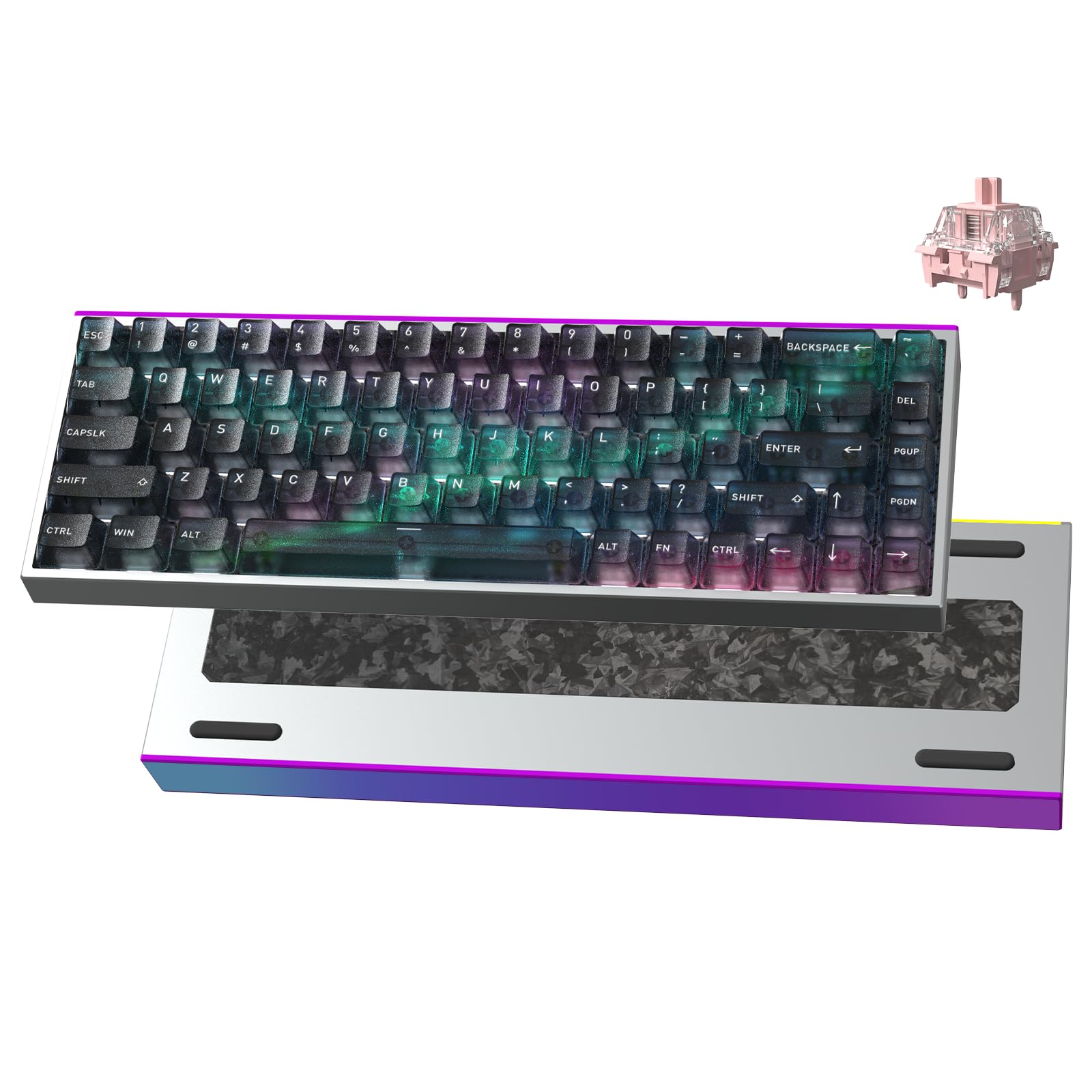 Hexgears MAG68 65% Mechanical Gaming Keyboard Wire  Magnetic Switch Hot-Swappable Keyboard  All-Aluminum Case  16.8M RGB Backlit&Strip  Rapid Trigger  8000Hz Polling Rate-Aurora