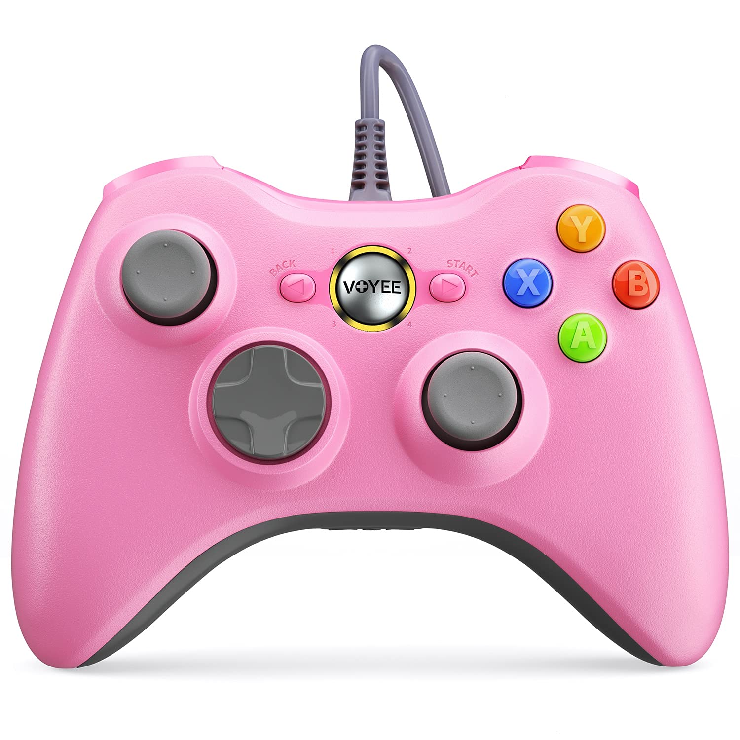 VOYEE PC Controller  Wired Controller Compatible with Microsoft Xbox 360 & Slim/PC Windows 10/8/7  with Upgraded Joystick  Double Shock | Enhanced (Pink)