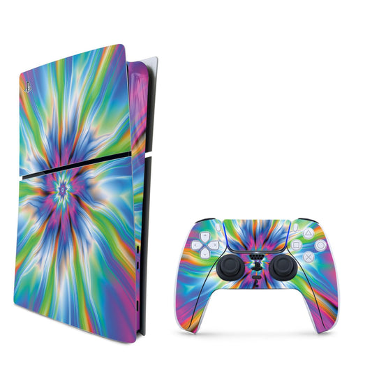 MightySkins Skin Compatible with Playstation 5 Slim Digital Edition Bundle - Prismatic Vortex | Protective  Durable  and Unique Vinyl Decal wrap Cover | Easy to Apply | Made in The USA