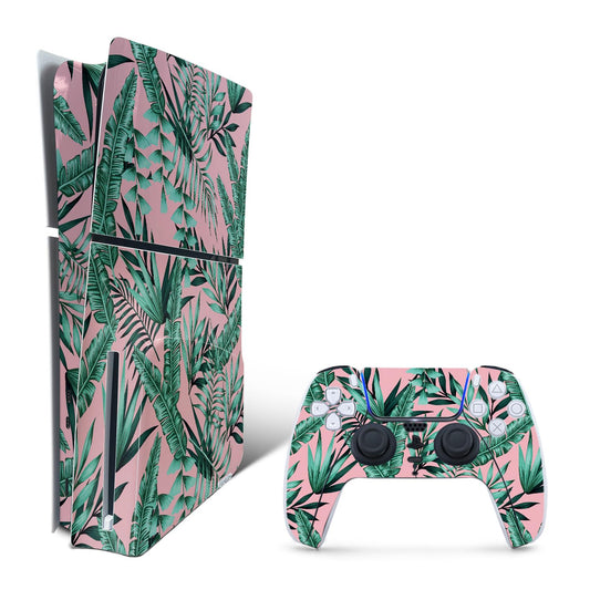 MightySkins Skin Compatible with PlayStation 5 Slim Disk Edition Bundle - Two Tone Tropical | Protective  Durable  and Unique Vinyl Decal wrap Cover | Easy to Apply | Made in The USA