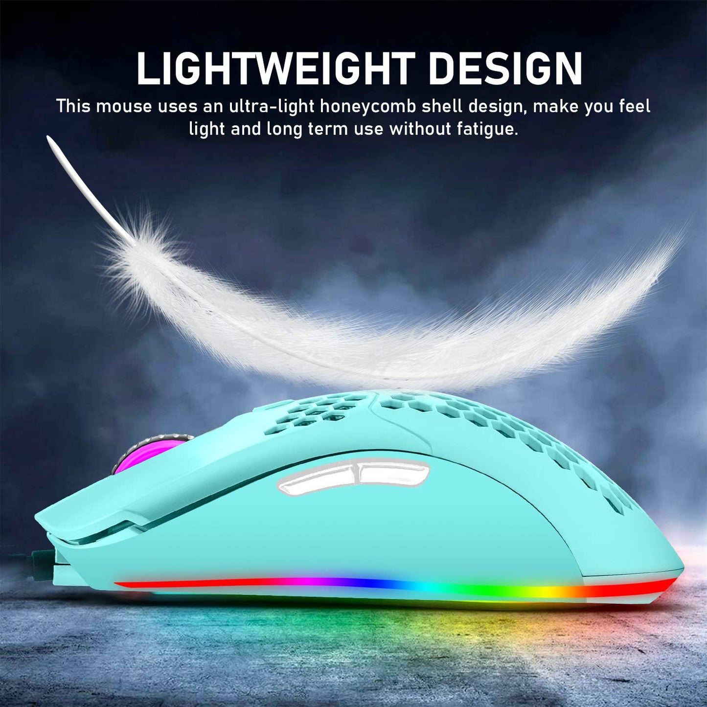 ZIYOU LANG M1 Wired Gaming Mouse - 6400DPI, 6 RGB Backlit, 7 Programmable Buttons, Ultralight Honeycomb Shell, Green