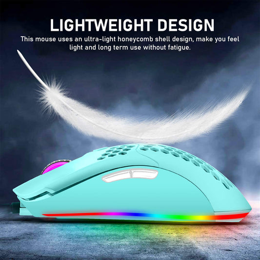 ZIYOU LANG M1 Wired Gaming Mouse - 6400DPI, 6 RGB Backlit, 7 Programmable Buttons, Ultralight Honeycomb Shell, Green