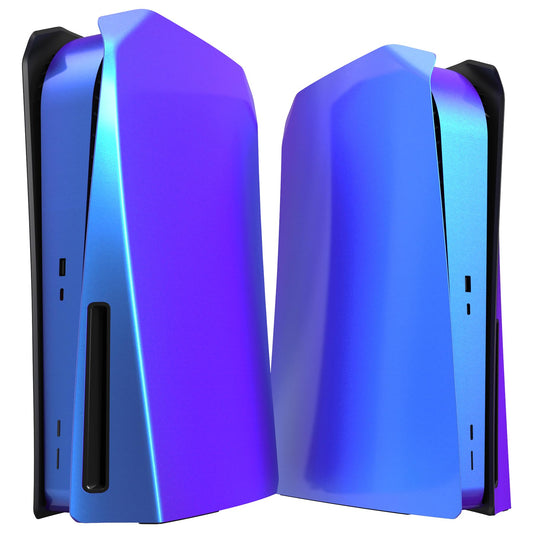 eXtremeRate eXcover Replacement Top Bottom Cover Compatible with ps5 Console Disc Edition  Chameleon Purple Blue Faceplate Backplate Shell Skin Compatible with ps5 Console Disc Version - NO Console