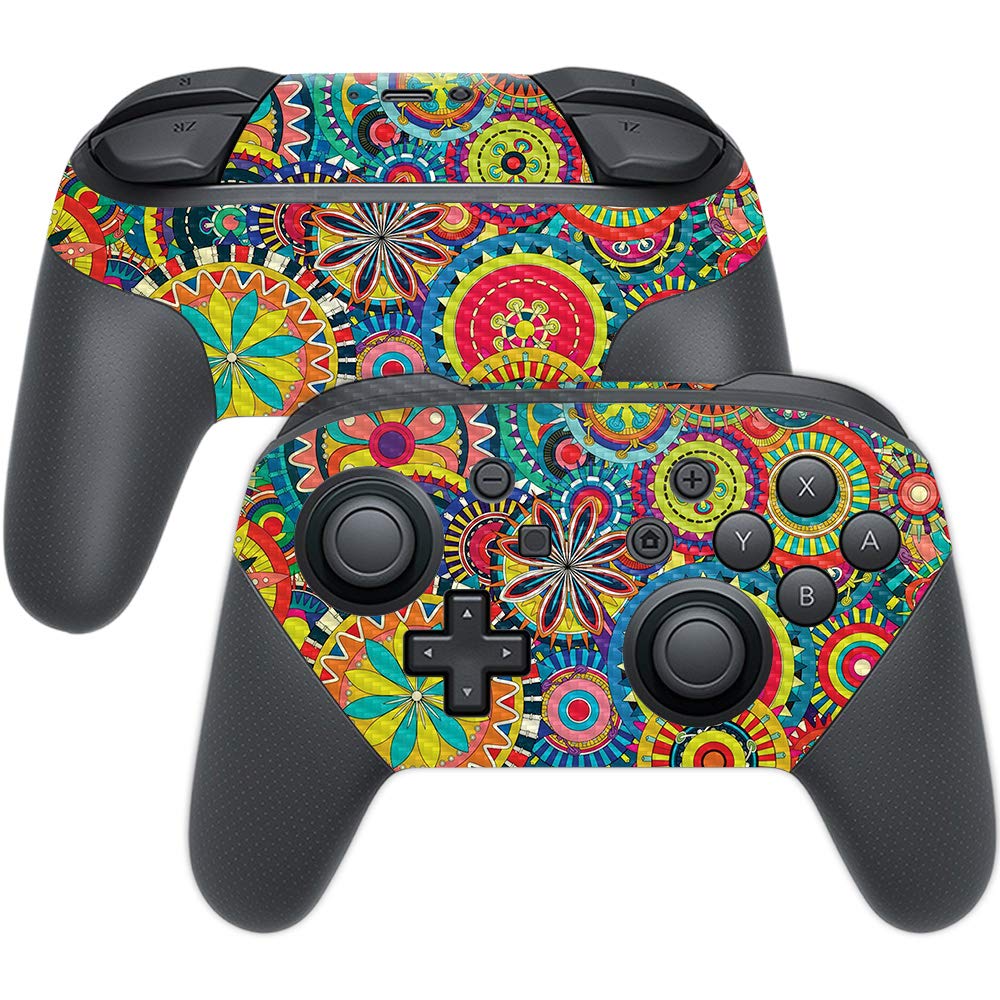 MightySkins Carbon Fiber Skin for Nintendo Switch Pro Controller - Flower Wheels | Protective  Durable Textured Carbon Fiber Finish | Easy to Apply  Remove  and Change Styles | Made in The USA