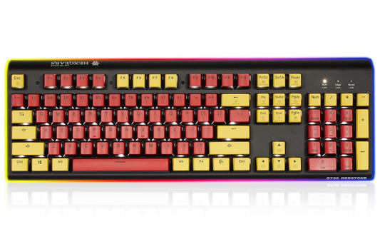 Hexgears GK735 Wired Mechanical Gaming Keyboard  Hot-Swappable Full-Size Keyboard with White Backlit + Surround Side Light Strip  Aluminum Finish  Kailh Clicky Switches (Red-Yellow)