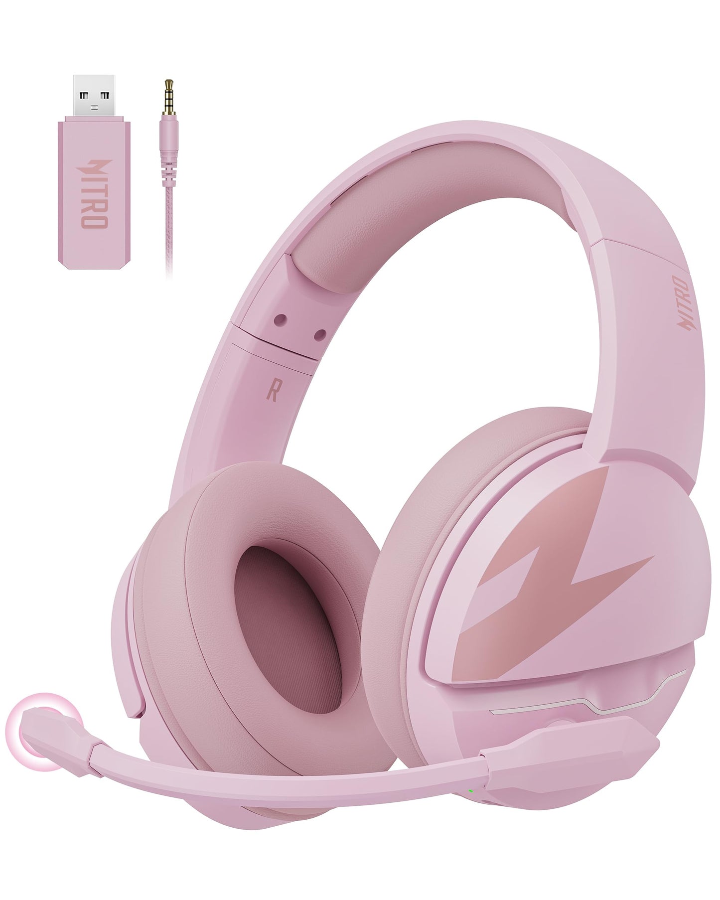 acer Wireless Gaming Headset  PS5 Headset with 2.4GHz for Ps5  Ps4  PC  Switch  Bluetooth 5.3 + 100Hrs Gaming Headphones with Noise Canceling Mic for Laptop  Mobile  Mac  50mm Drivers (Pink)