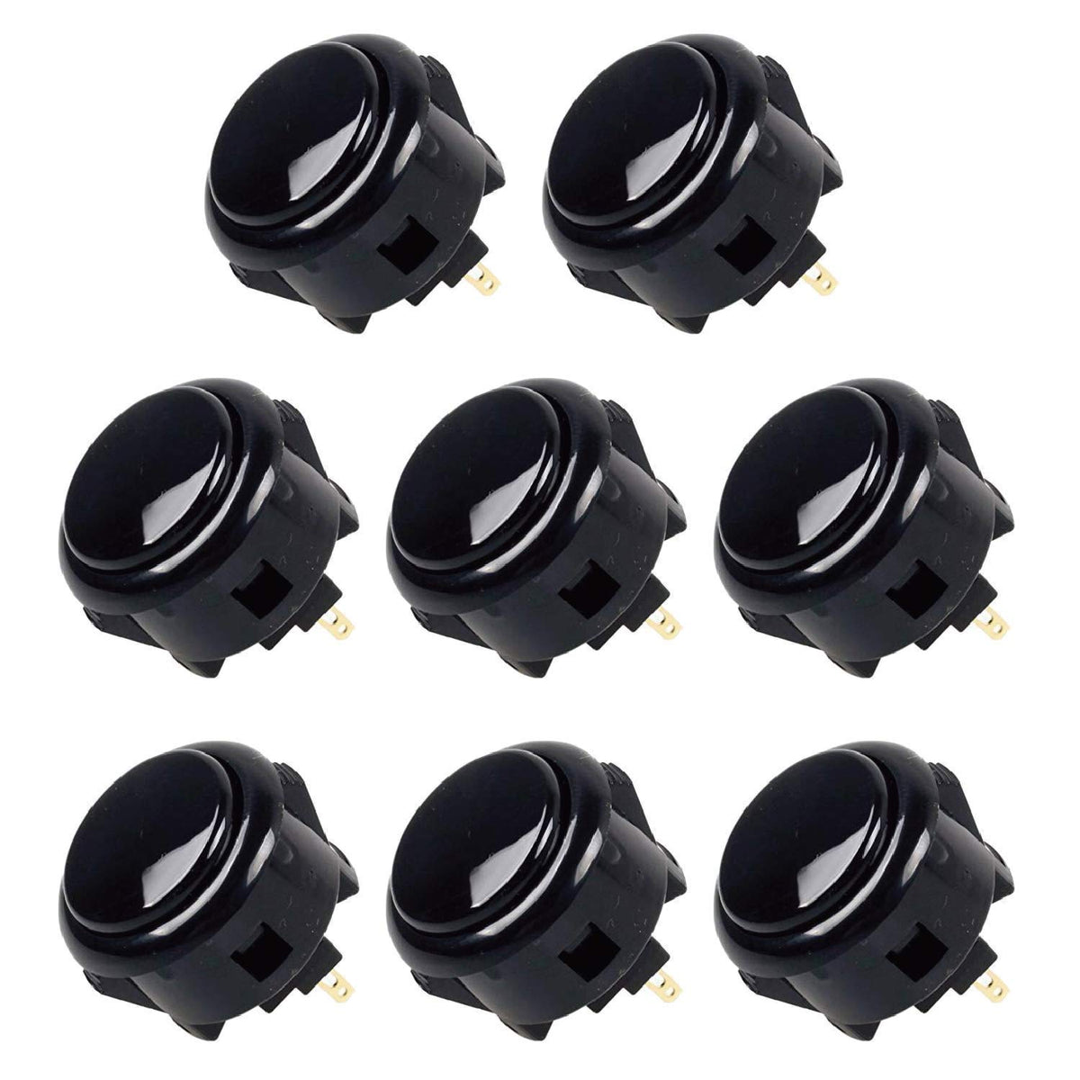 Sanwa 8 pcs OBSF-30 Original Push Button 30mm - for Arcade Jamma Video Game & Arcade Joystick Games Console (Black) SatNWA