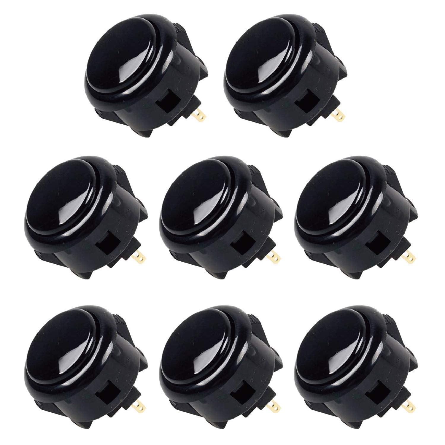 Sanwa 8 pcs OBSF-30 Original Push Button 30mm - for Arcade Jamma Video Game & Arcade Joystick Games Console (Black) SatNWA
