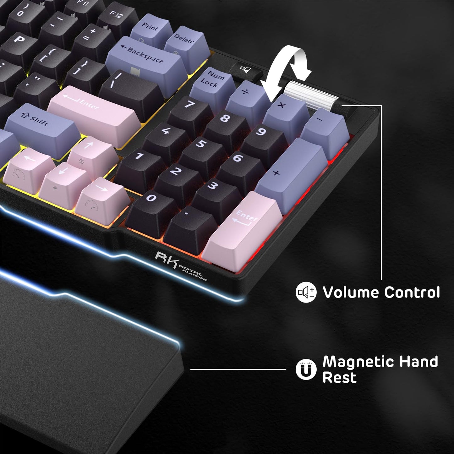RK ROYAL KLUDGE RK96 Wireless Mechanical Keyboard, 90% Layout, RGB, Hot Swappable, Tactile Pale Green Switch, Black & Pink