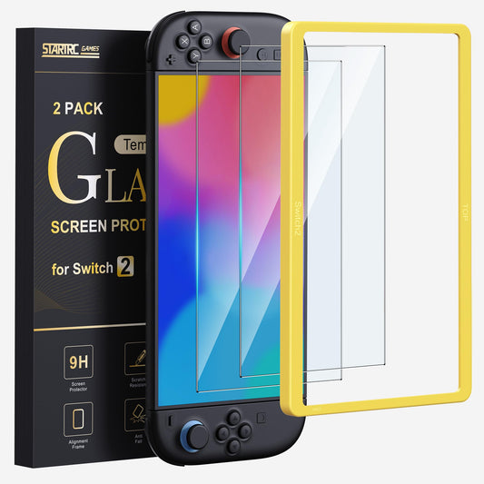 2 Pack Screen Protector for Nintendo Switch 2(2025)Transparent HD Clear Screen Protector with Alignment Frame Anti-Scratch Screen Cover for Nintendo Switch2  0.3mm Thickness/Bubble Free/Ultra Clear/9H Hardness