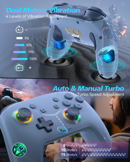 GMBACK Wireless Switch 2 Pro Controller - Macro, HD Rumble, Motion Control, Turbo, 800mAh, Royal Blue