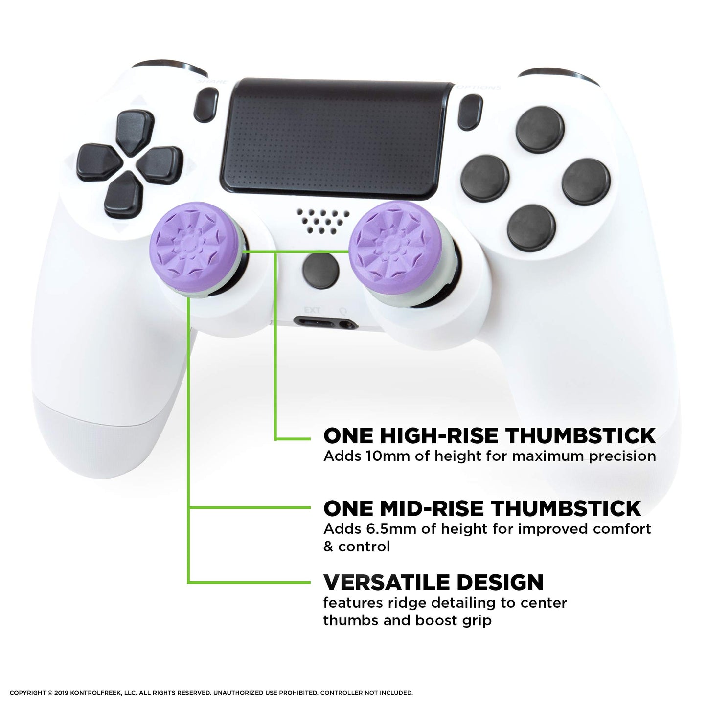 KontrolFreek FPS Freek Galaxy Purple Thumbsticks for PS4 & PS5 | 1 High-Rise, 1 Mid-Rise | Performance Accessories