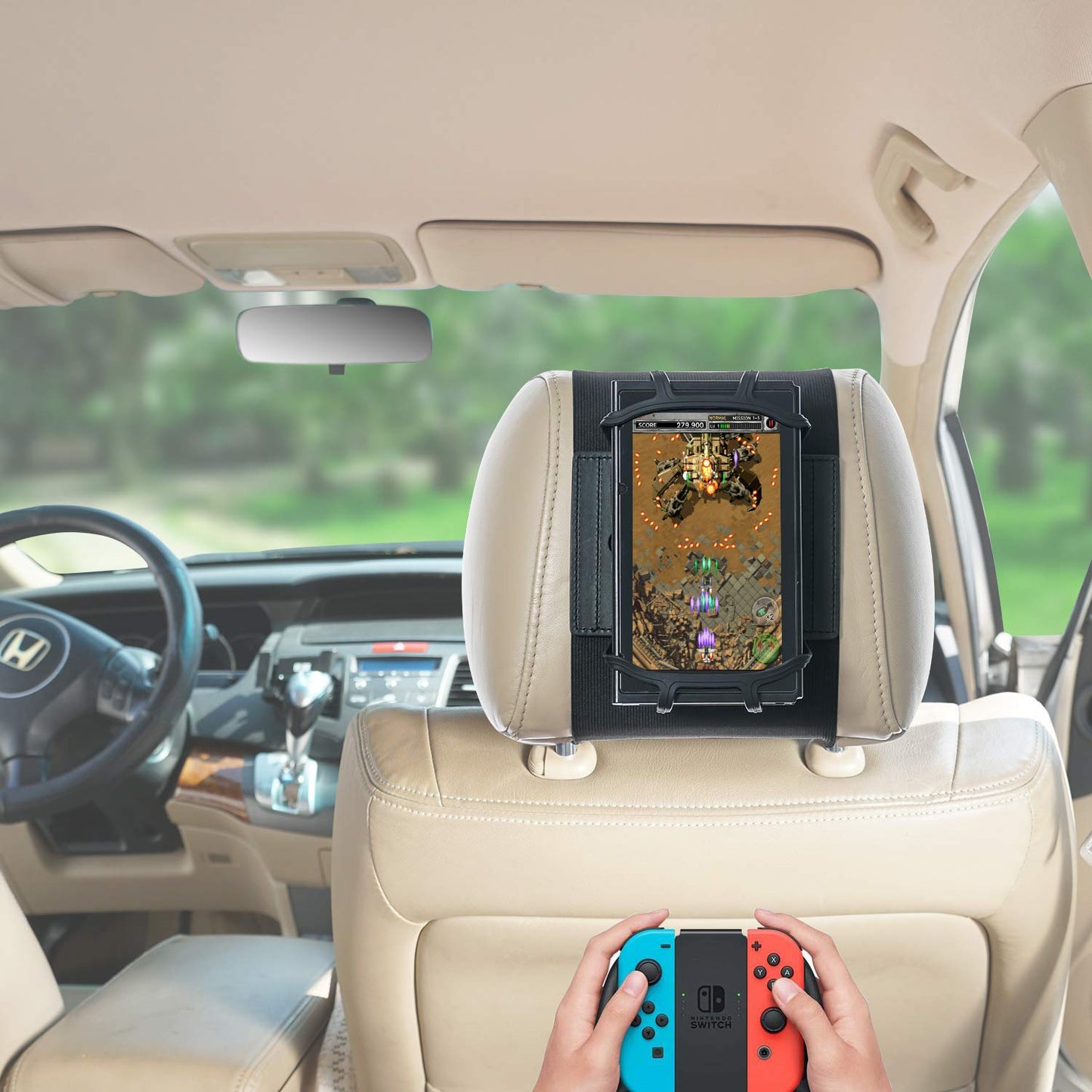 TFY Nintendo Switch Car Mount - Swivel Headrest Holder, Silicon Material