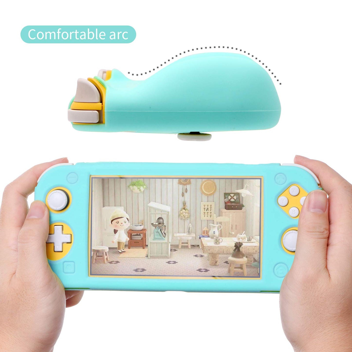 HEATFUN Silicone Case for Nintendo Switch Lite with Screen Protector, 6 Thumb Grips - Animal Crossing Blue