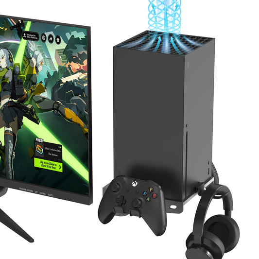 Vilante Wall Mount for Xbox Series X  Metal Wall Mount Kit with Detachable 2 Controller Holders & 1 Headphone Hook Vertical Xbox Series X Wall Holder with Efficient Ventilation  Console Facing Forward