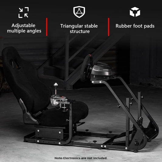 Dardoo G29 Racing Simulator Cockpit - Compatible with Logitech/Thrustmaster/Fanatec - Model NO.37 - Black Seat