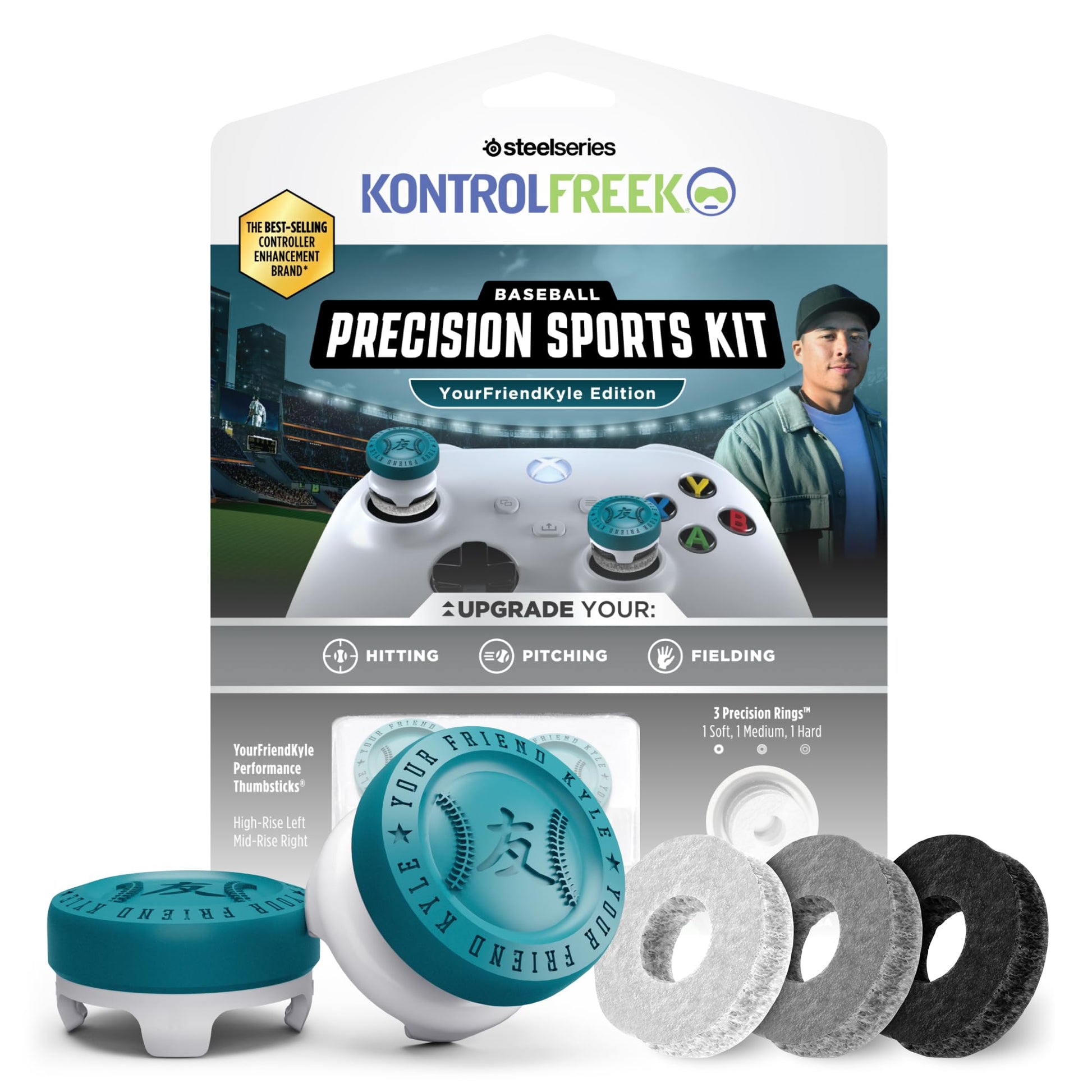 KontrolFreek Precision Sports Baseball Kit - YourFriendKyle Edition | Xbox One & Xbox Series X Controller | Blue and White