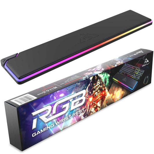 Kraylay RGB Backlit Gaming Wrist Rest | RGB Wrist Support for Keyboard | Keyboard Wrist Rest with 14 Color Modes | 17x4x1 Inches Wrist Pad for Keyboard | Wrist Rest for Computer  Laptop  | Black
