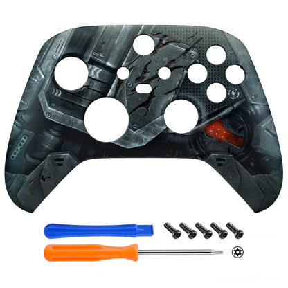 eXtremeRate Xbox Series X & S Controller Replacement Shell - Mecha Armor with Combat Damage Engrave, Model FX3K001