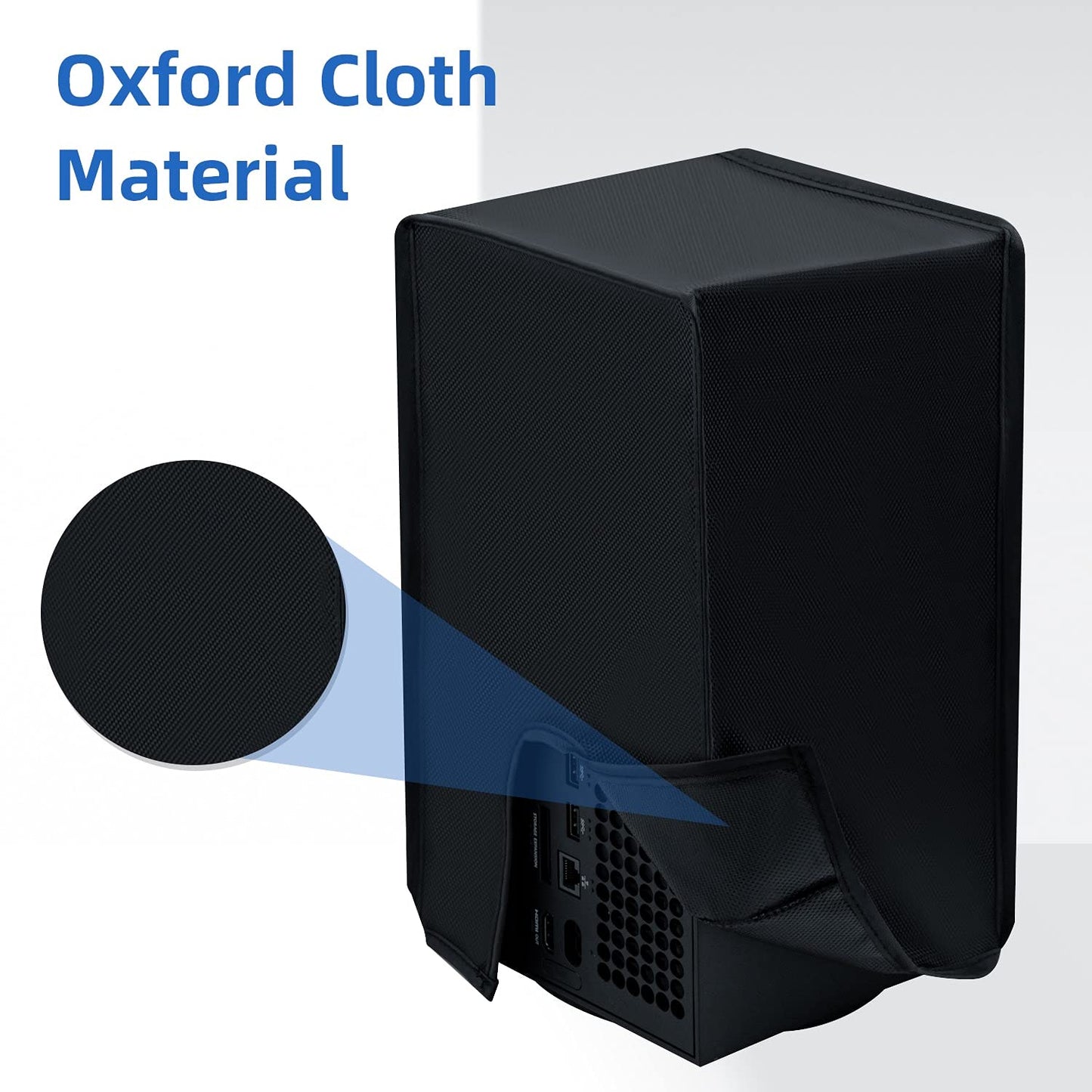 Mcbazel Xbox Series X Dust Cover, Waterproof Oxford Fabric, Anti-Scratch, Easy Access Cable Port, Black, Model MT-000016