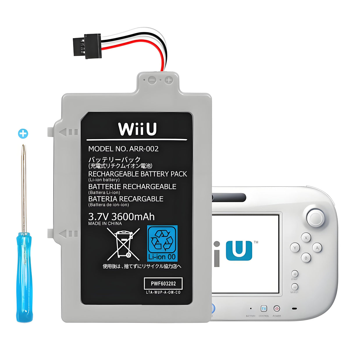 JUBOTY 3600mAh 2025 New Upgrade Wii U Gamepad Battery  Rechargeable Lithium-Ion Battery Replacement Wii Accessory for Nintendo Wii U Gamepad WUP-010 WUP-012